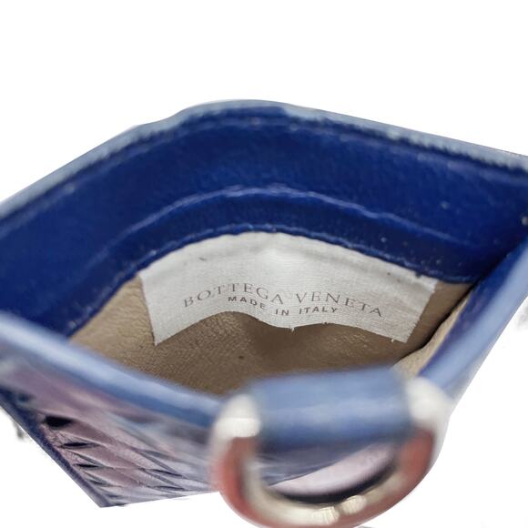 🔴 Bottega Veneta ID Card Holder Wallet - Blue Intrecciato Leather - Picture 7 of 7